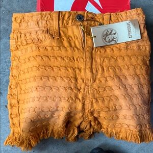 💋Aphrodite Orange High Waist Textured Shorts NWT
